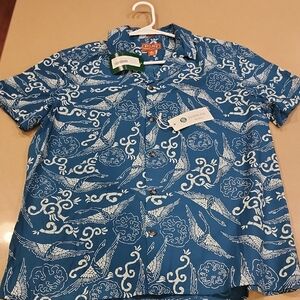 Blue and White Casual Button Down Shirt